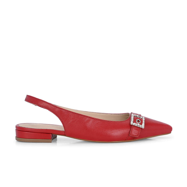 Dazzle Leather Stud Buckle Heels