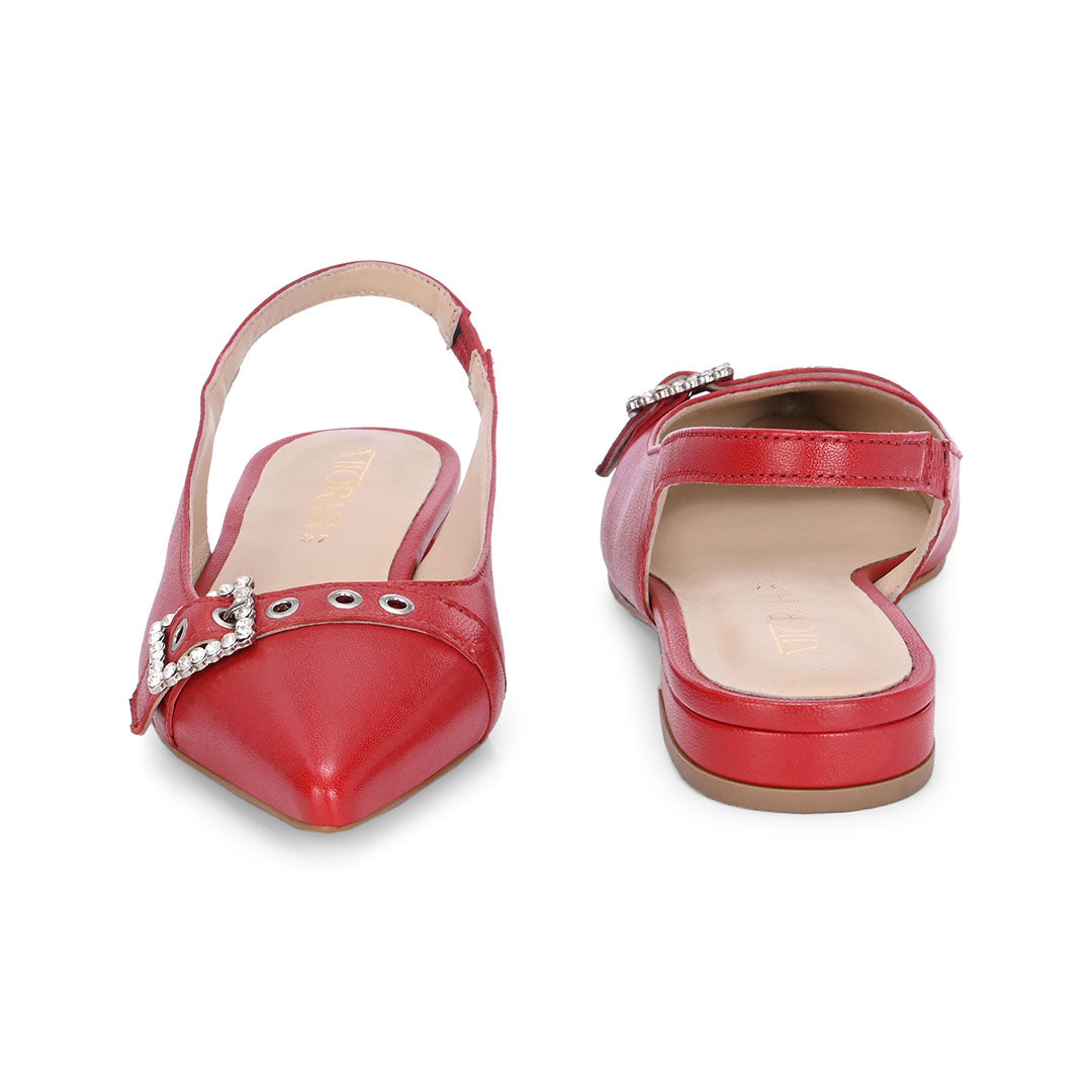 Dazzle Leather Stud Buckle Heels