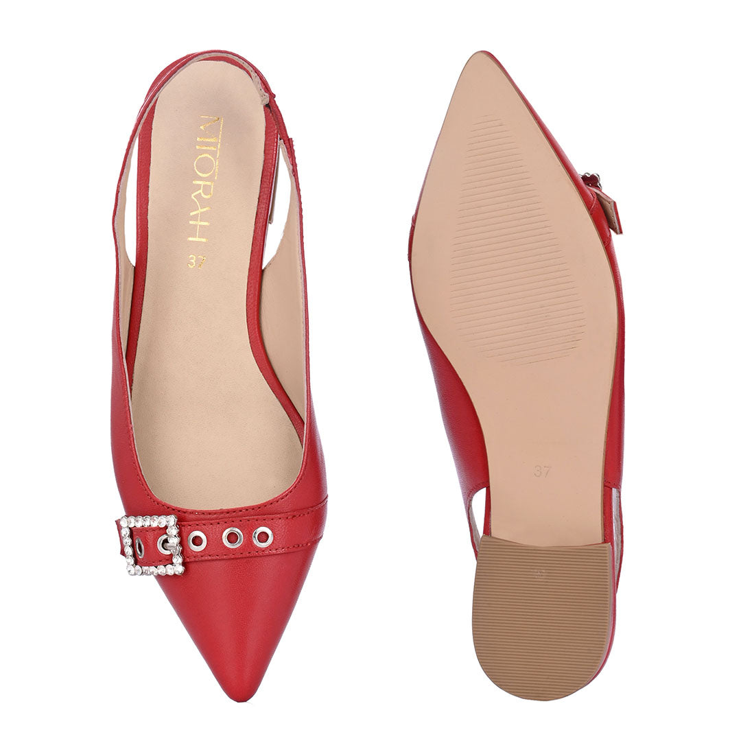 Dazzle Leather Stud Buckle Heels