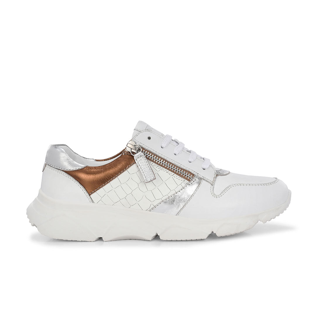 Celeste White Leather Outdoor Sneakers