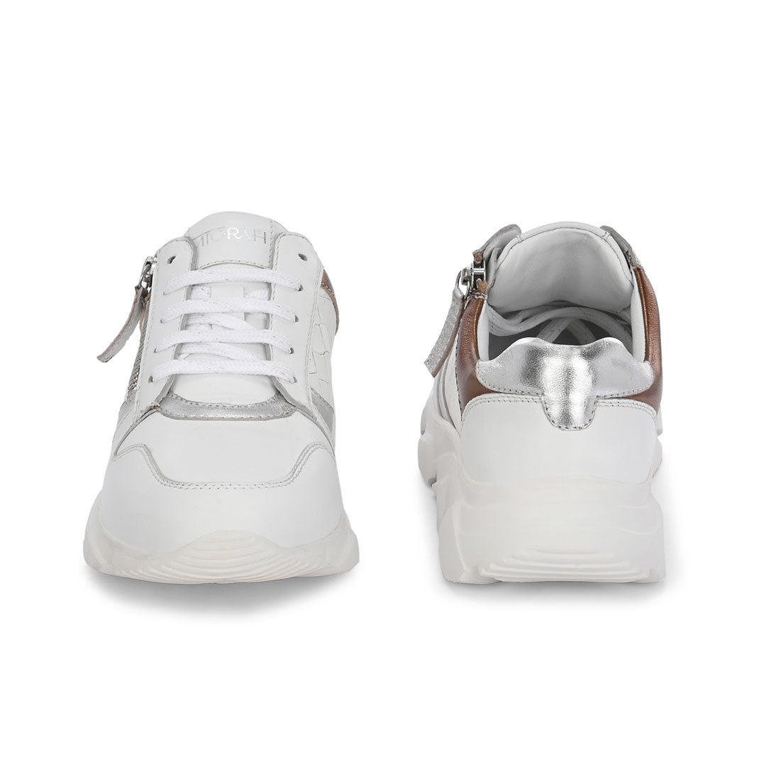 Celeste White Leather Outdoor Sneakers