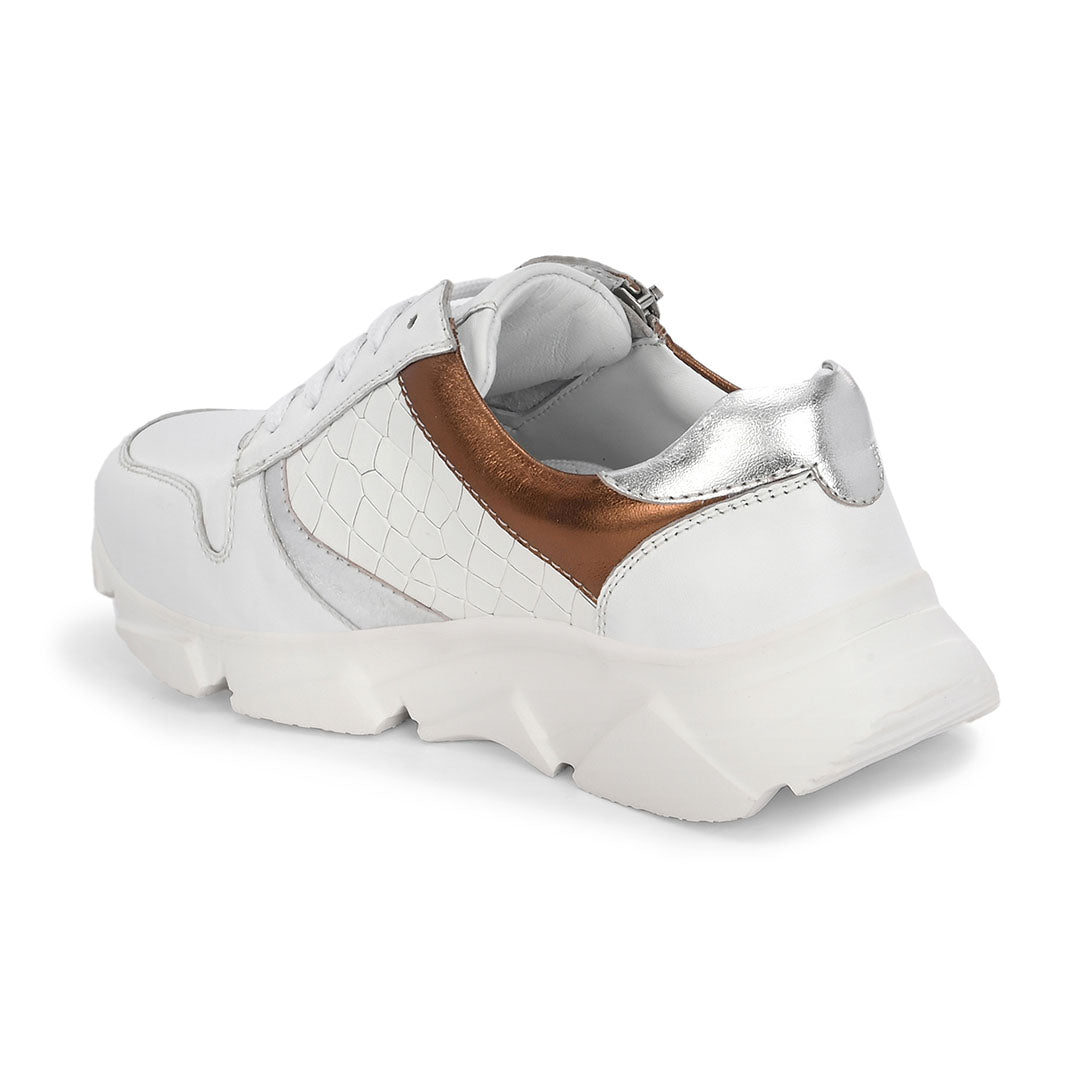 Celeste White Leather Outdoor Sneakers