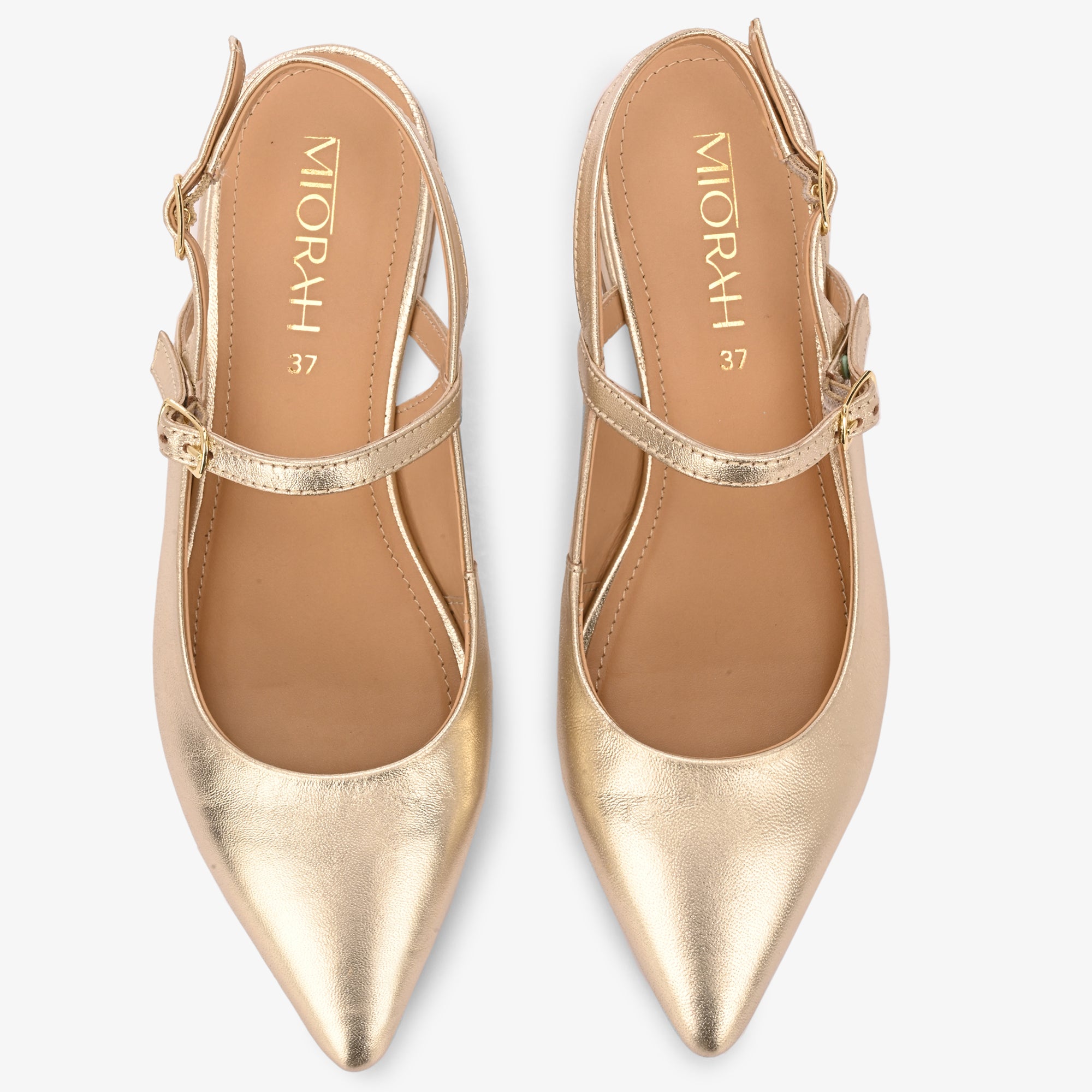 Women Embellished Leather Sling Back flat heel
