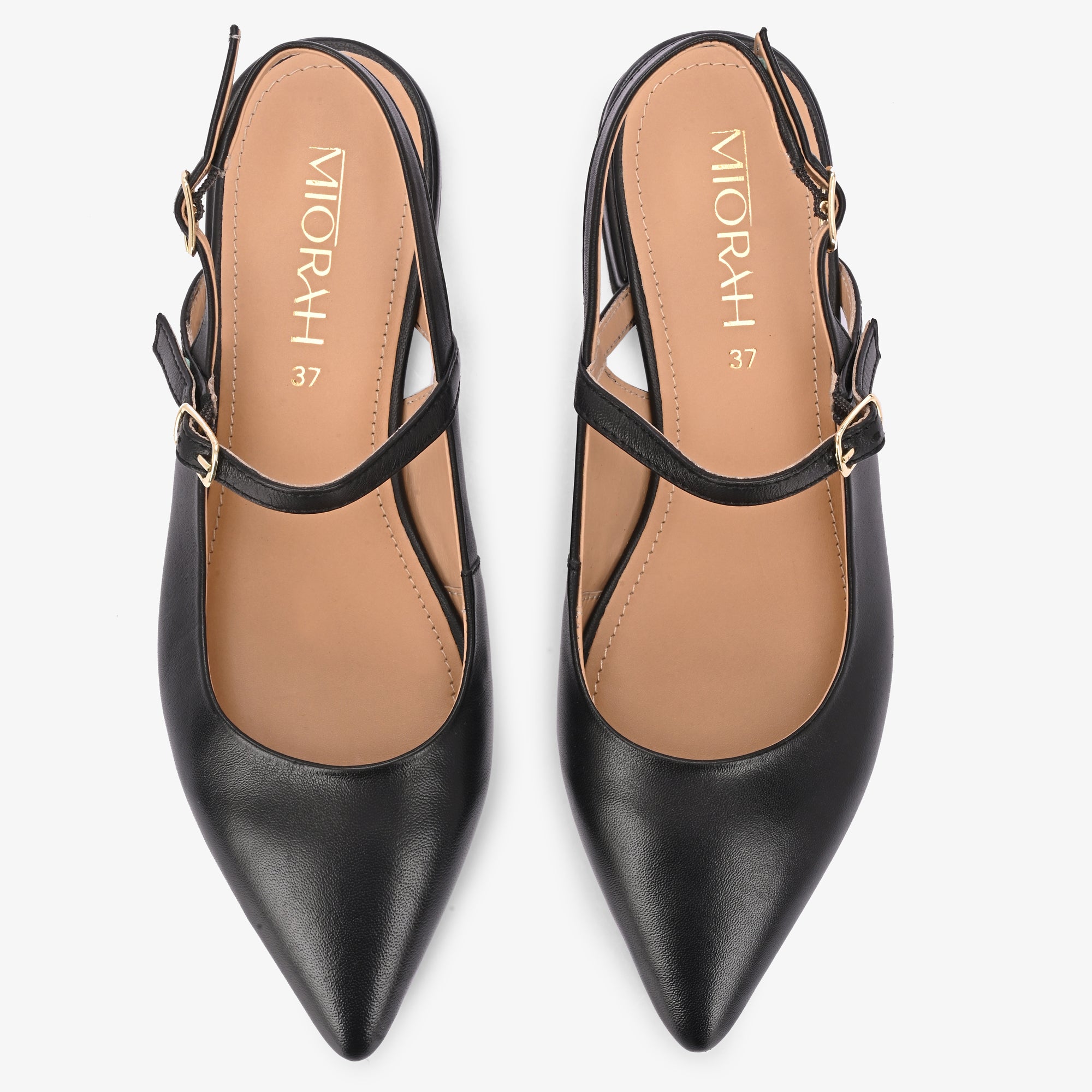 Women Embellished Leather Sling Back flat heel