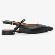 Women Embellished Leather Sling Back flat heel