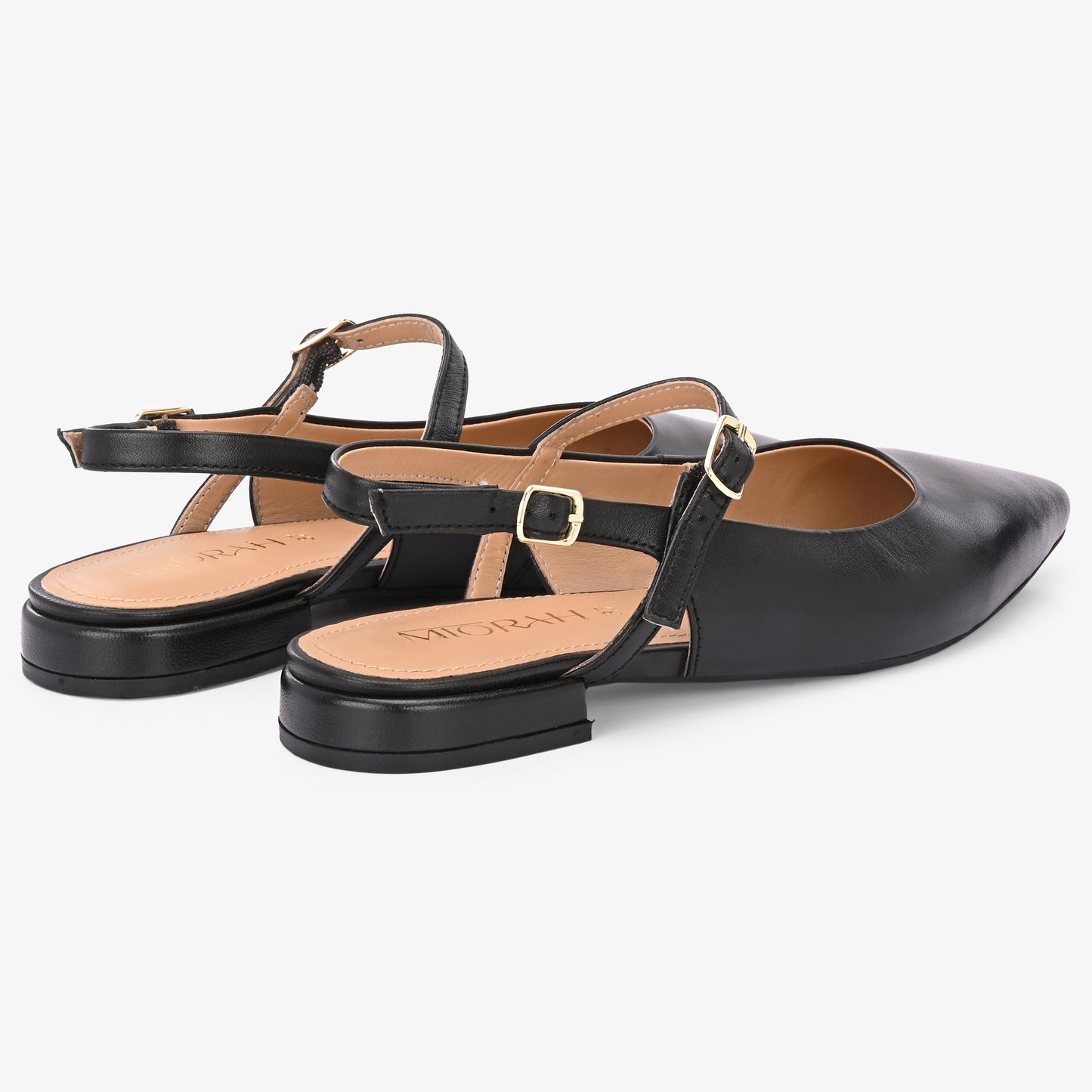 Women Embellished Leather Sling Back flat heel