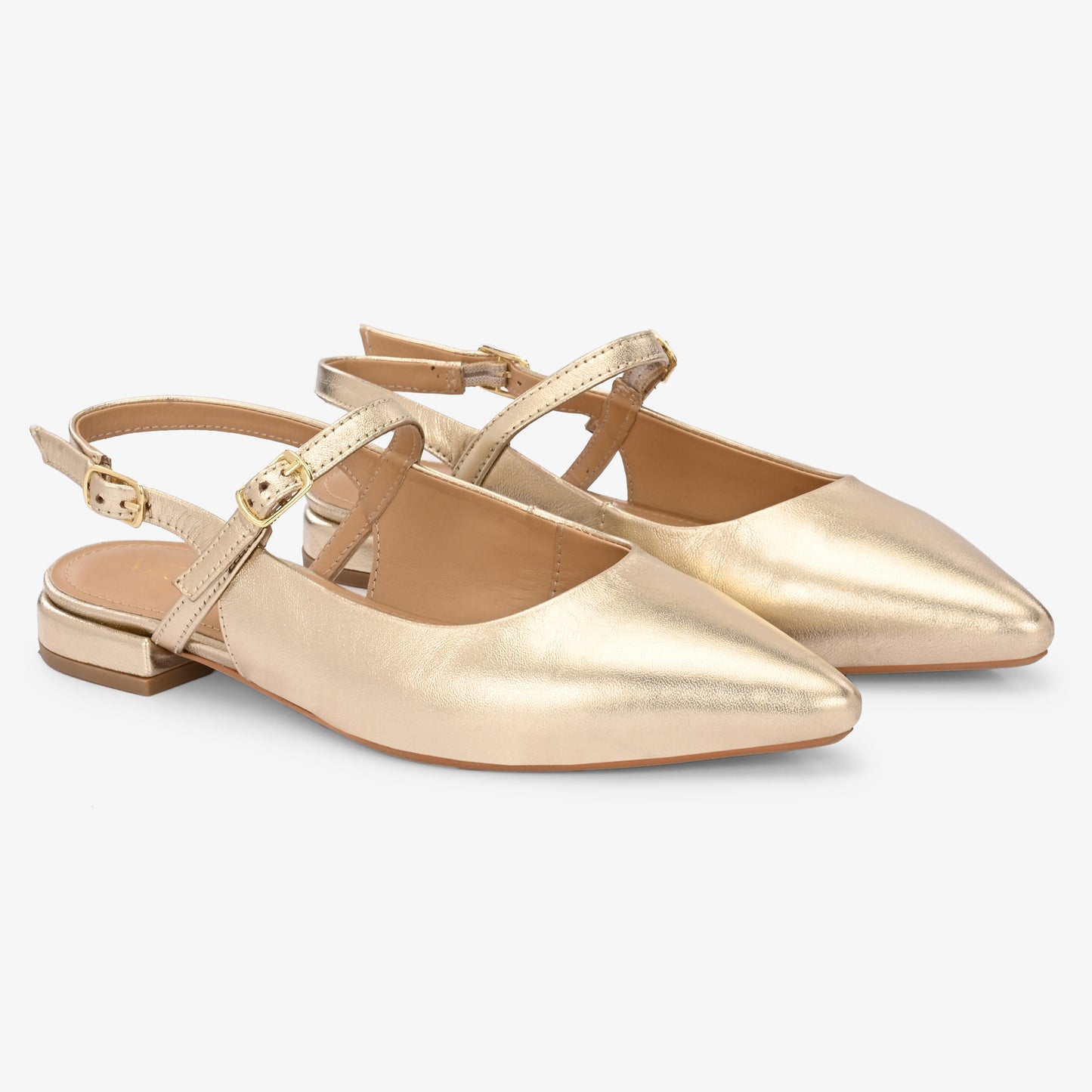 Women Embellished Leather Sling Back flat heel