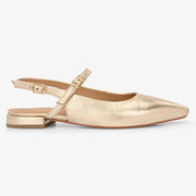 Women Embellished Leather Sling Back flat heel