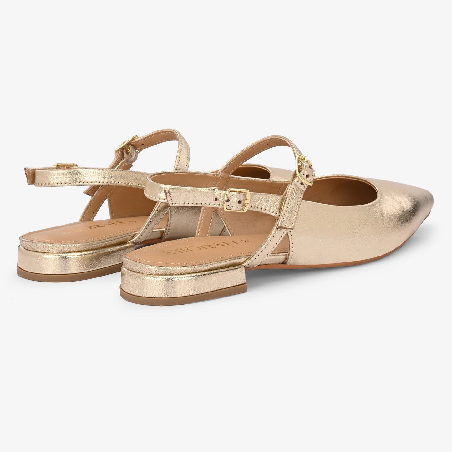 Women Embellished Leather Sling Back flat heel