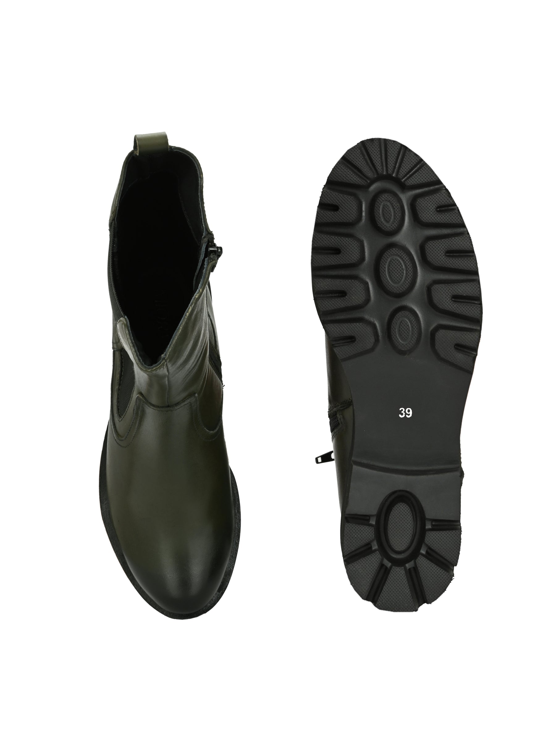 Fable Olive Leather Mid High Boots