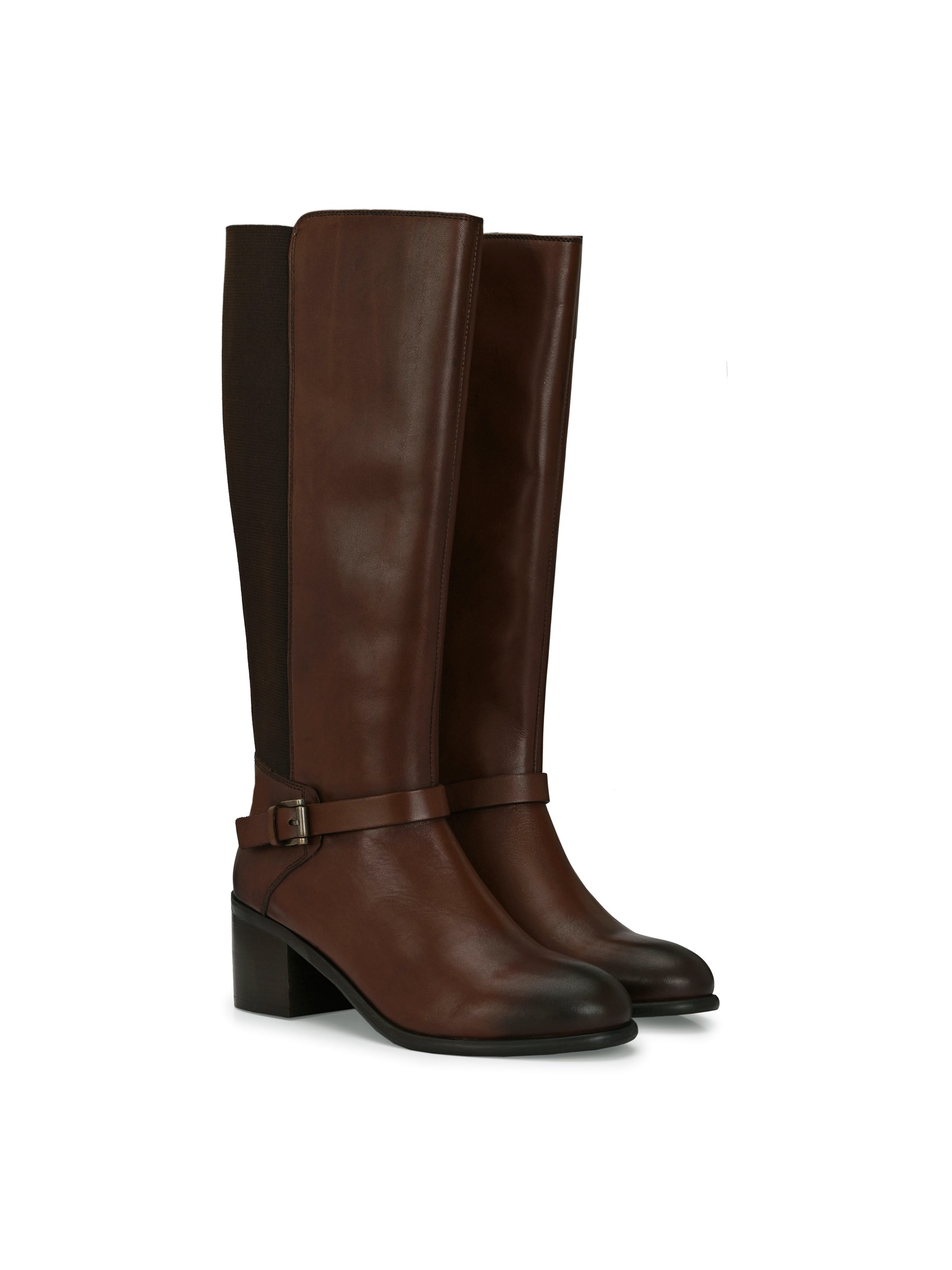 Eden Brown Leather Knee High Boots
