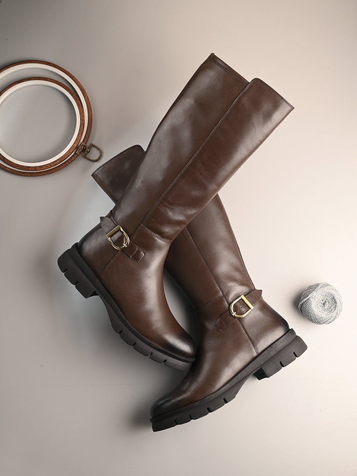 Willow Brown Leather Knee High Boots