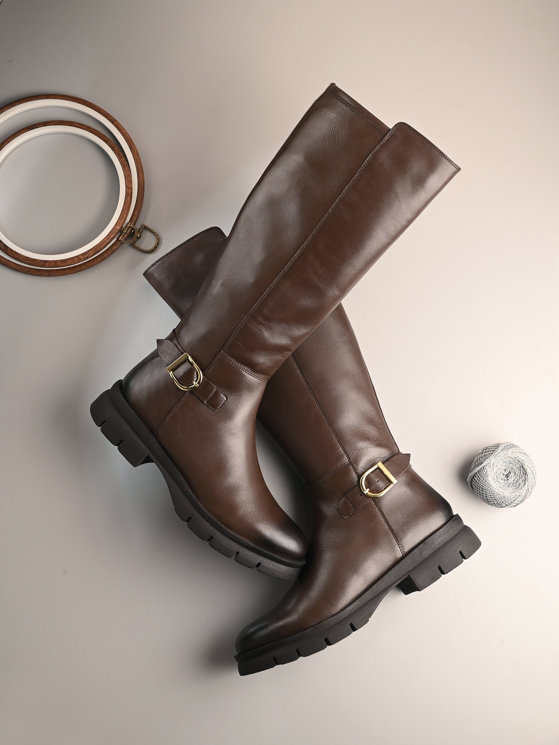 Willow Brown Leather Knee High Boots