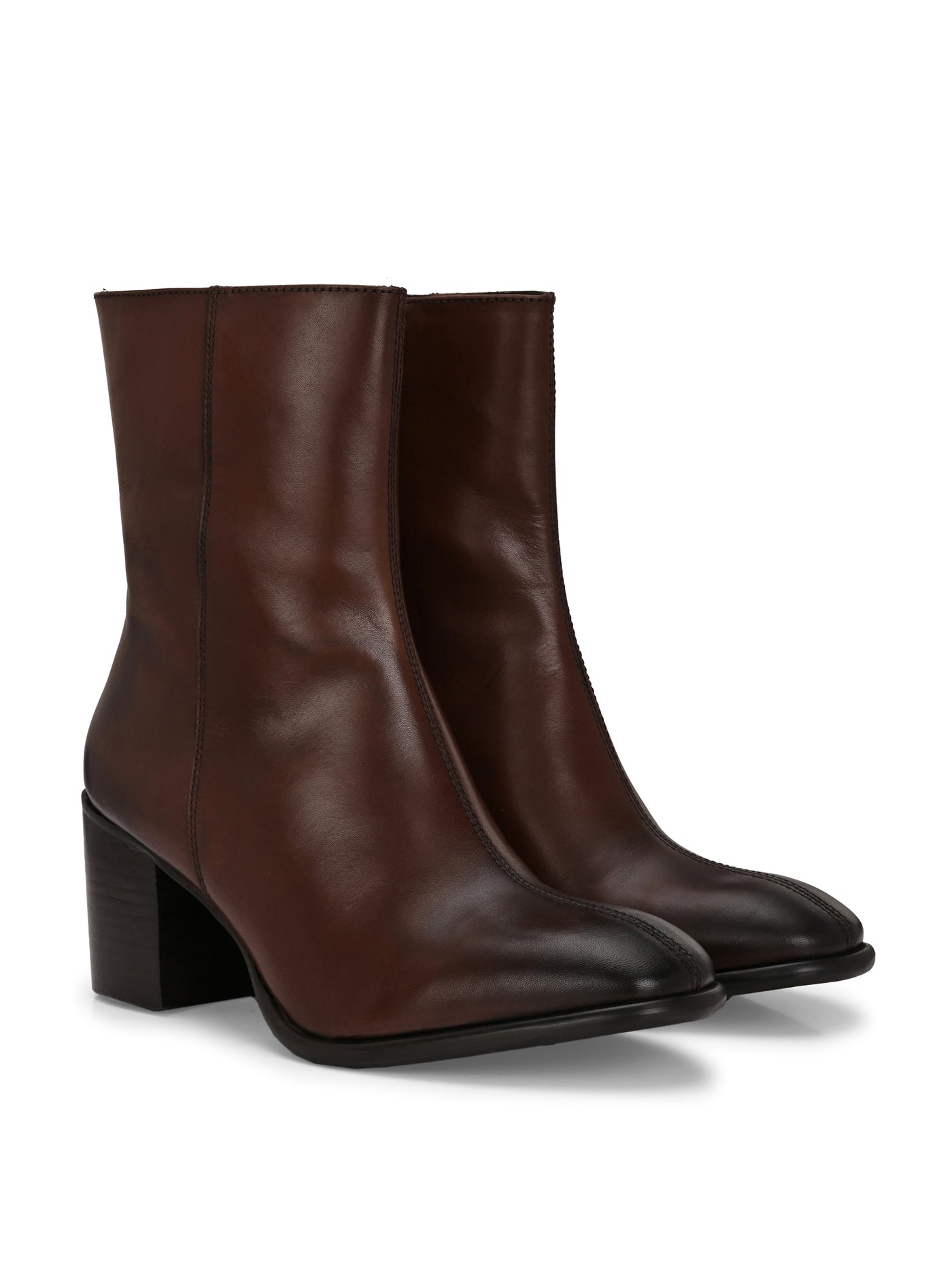 Chloe Brown Leather Mid Ankle Boots