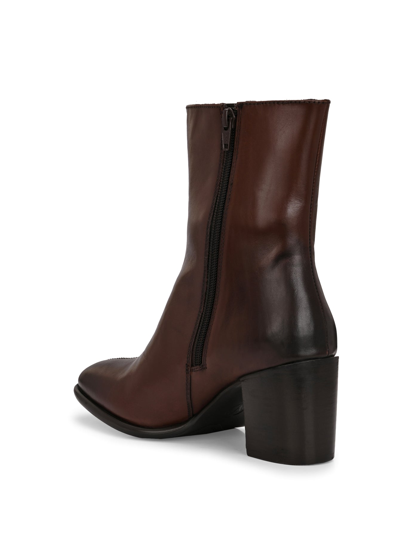 Chloe Brown Leather Mid Ankle Boots