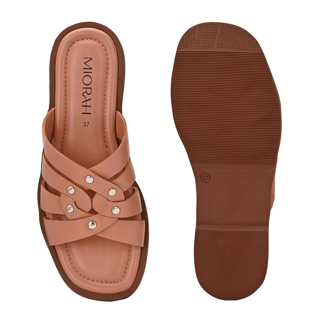Ivy Leather Stud Flats