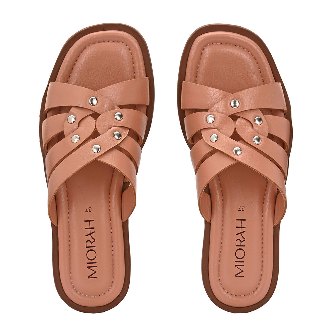 Ivy Leather Stud Flats