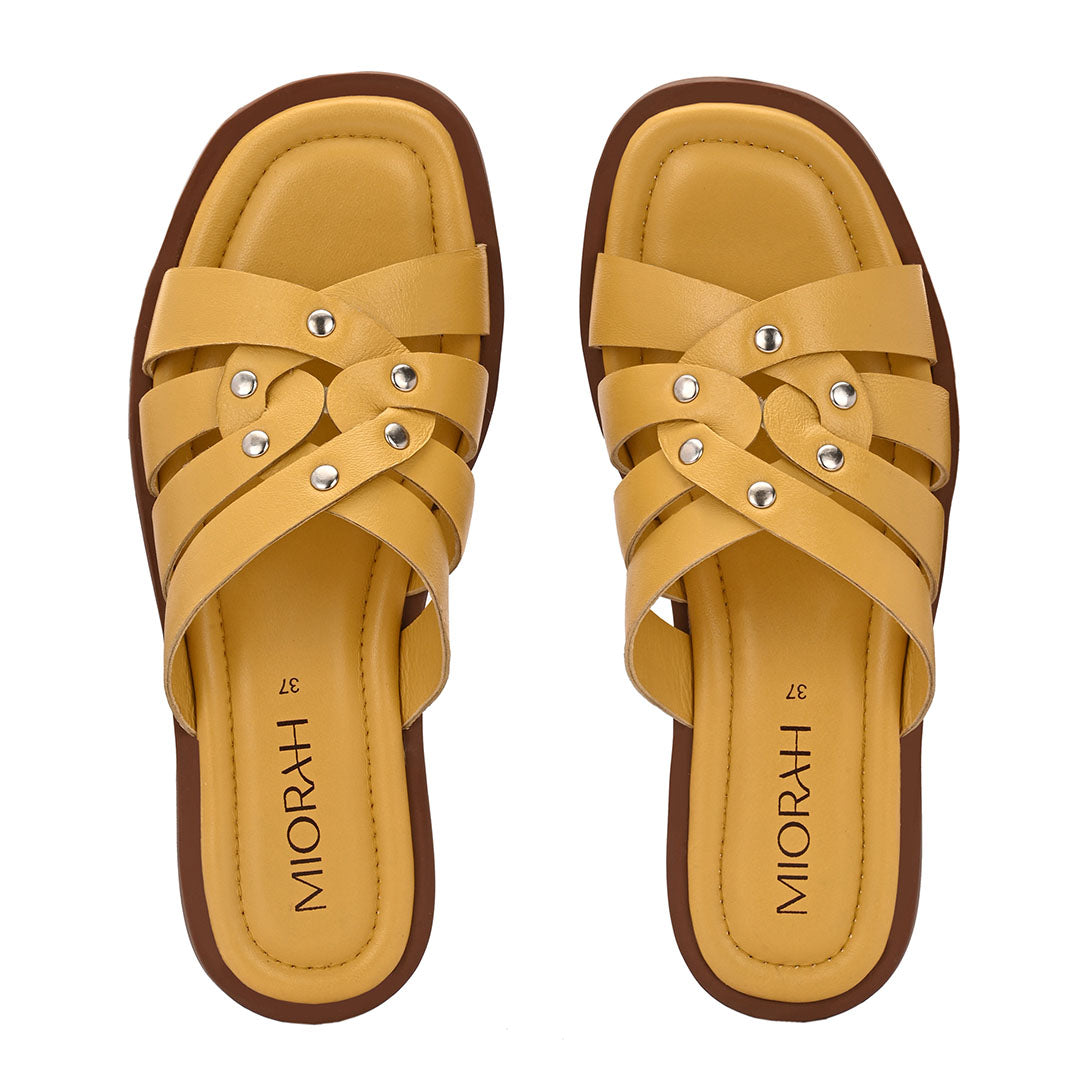 Ivy Leather Stud Flats