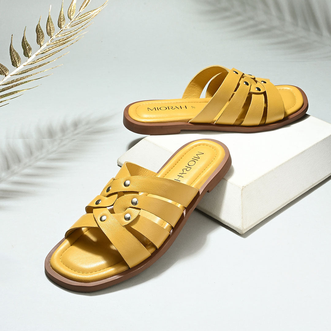 Ivy Leather Stud Flats