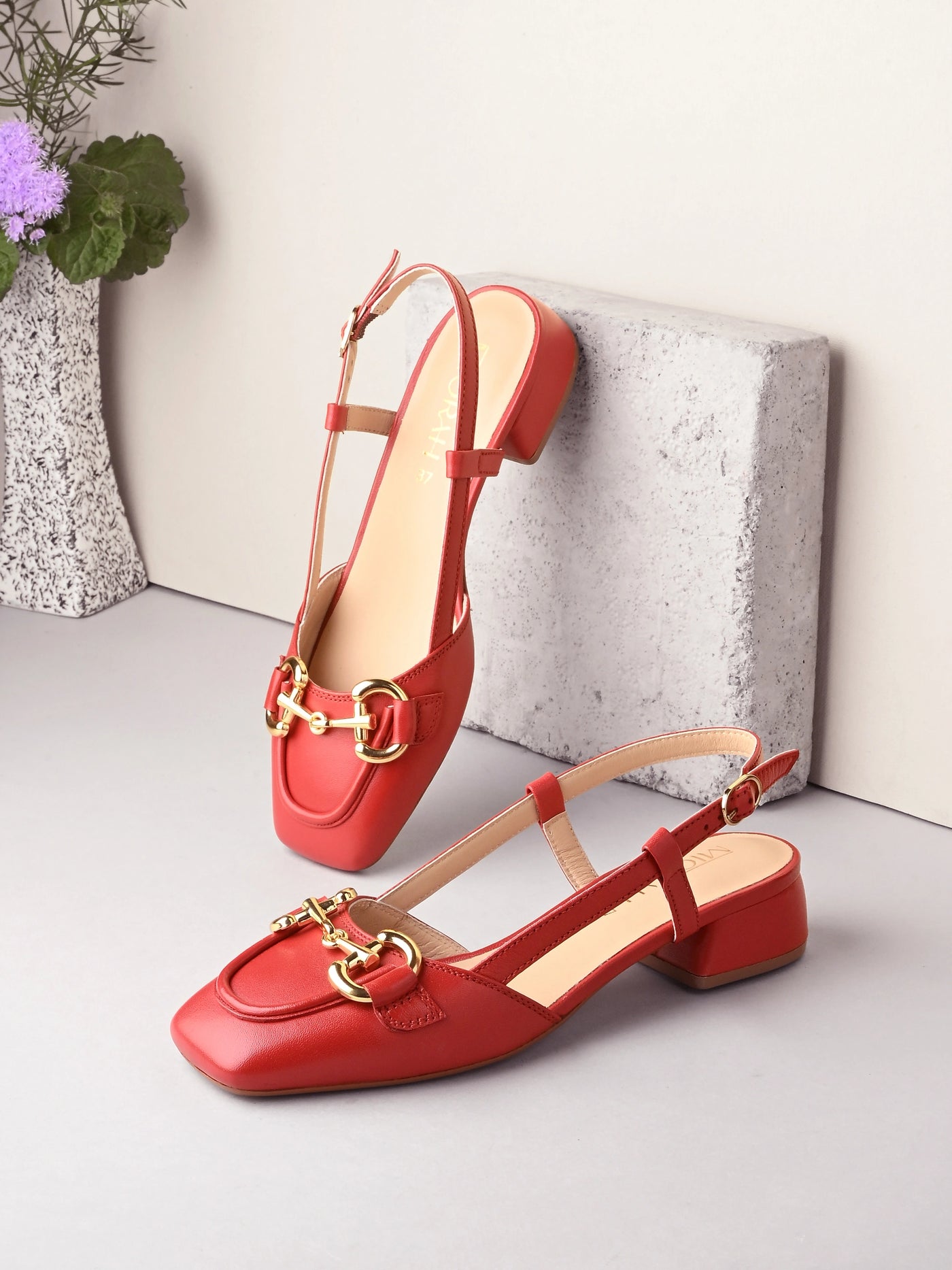 Majestic Leather Block Heels