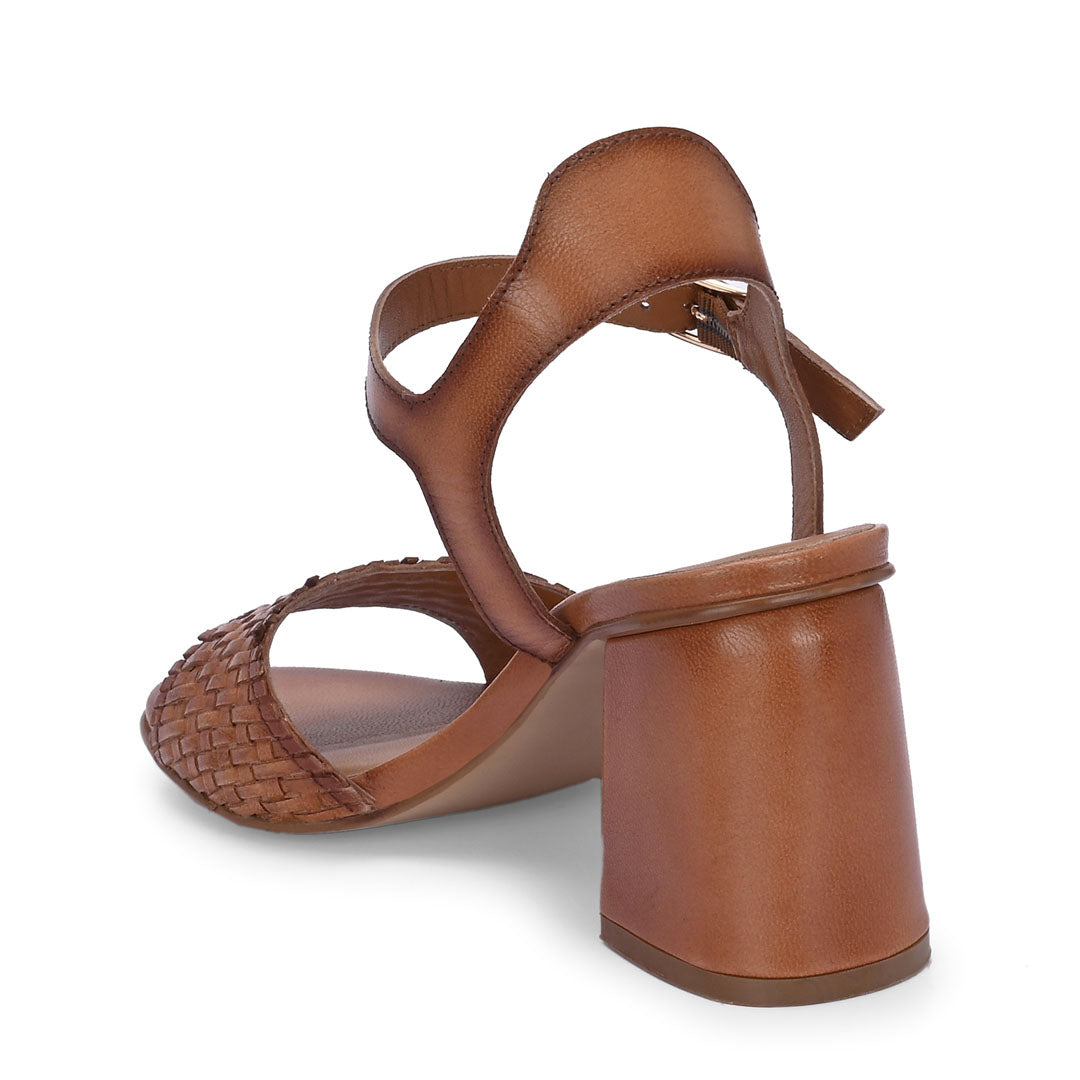 Svelte Tan Hand Woven Leather Heels