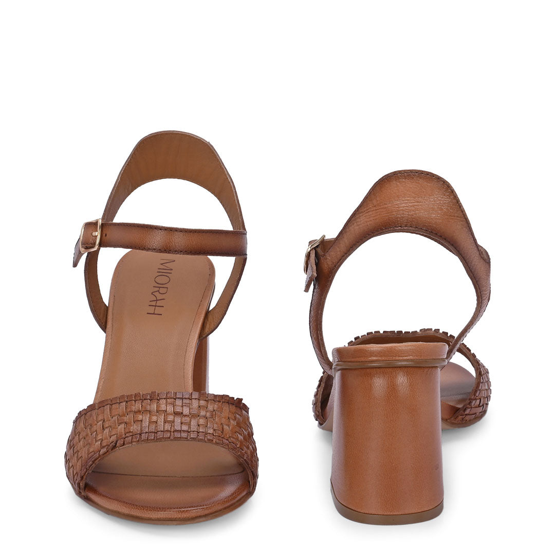 Svelte Tan Hand Woven Leather Heels