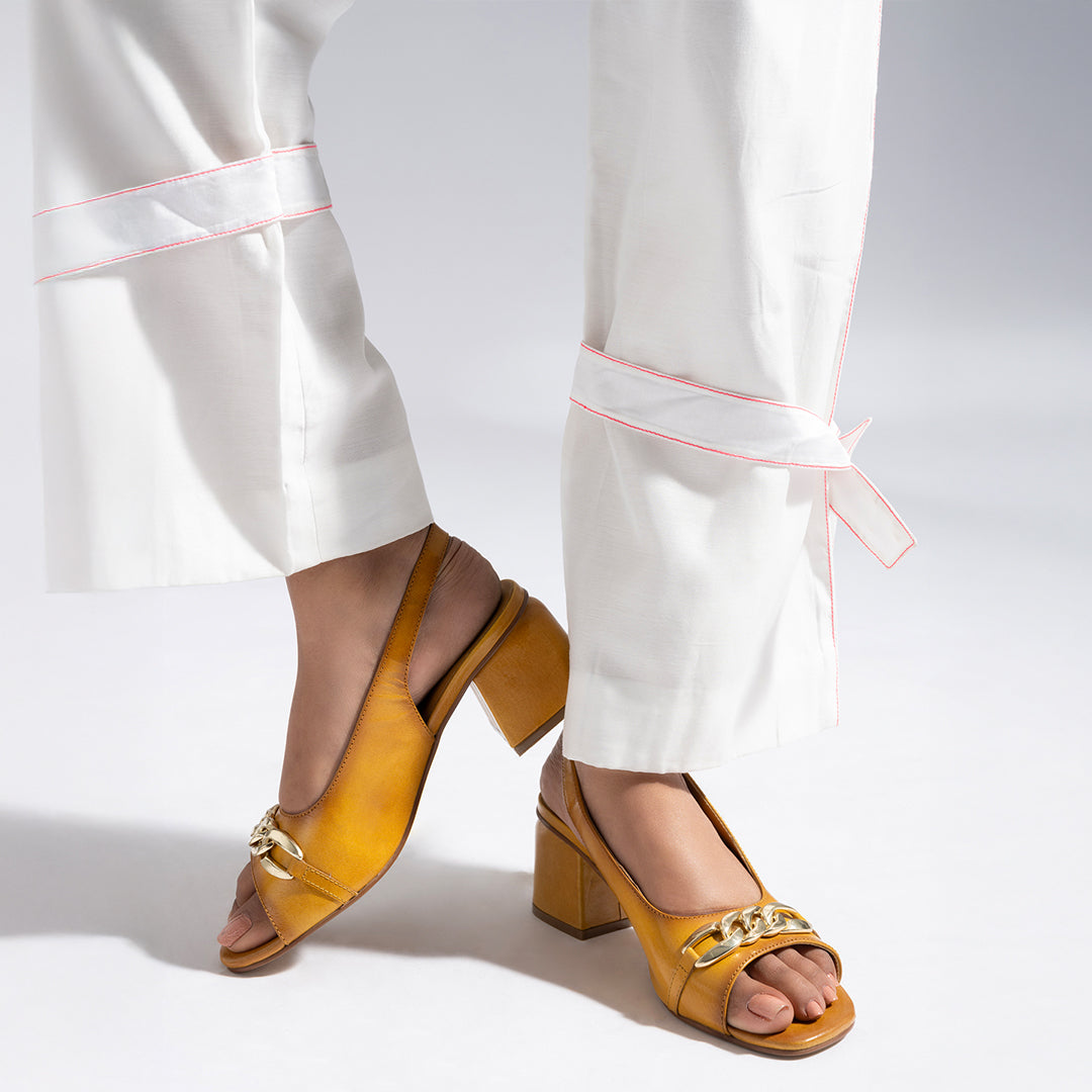 Moonlit Leather Party Block Heels