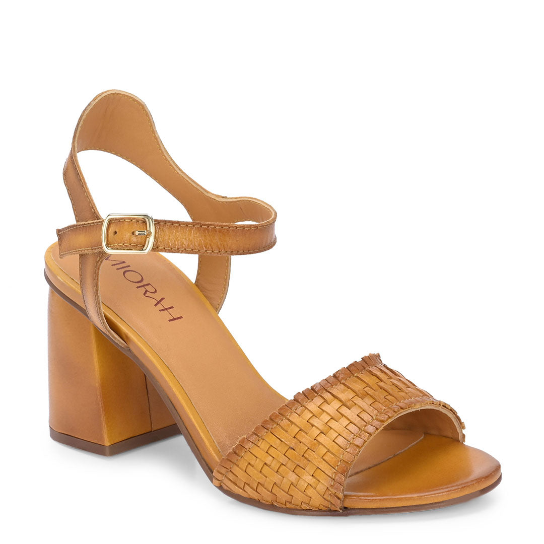 Svelte Tan Hand Woven Leather Heels