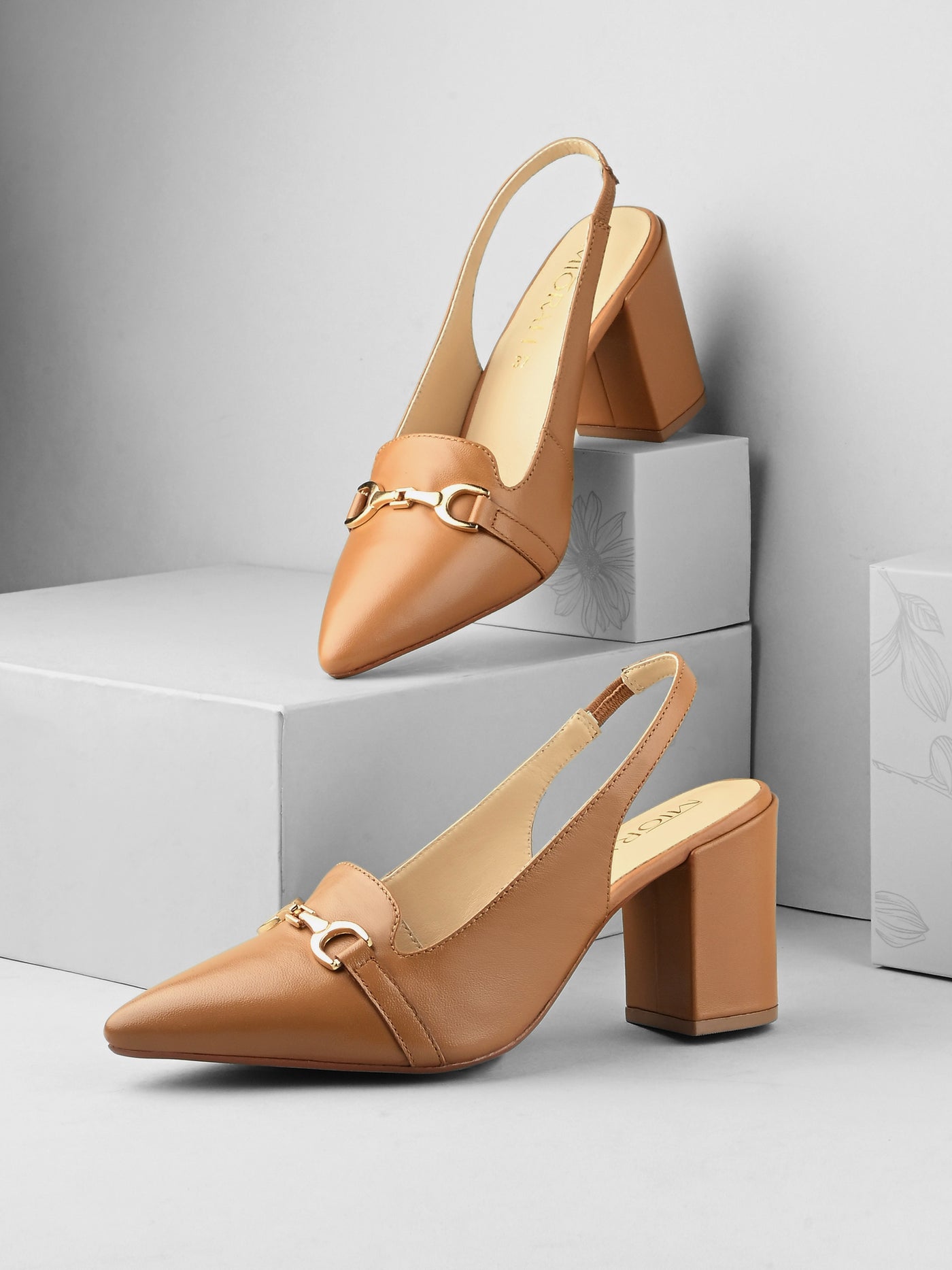 Elena Leather Block Heels
