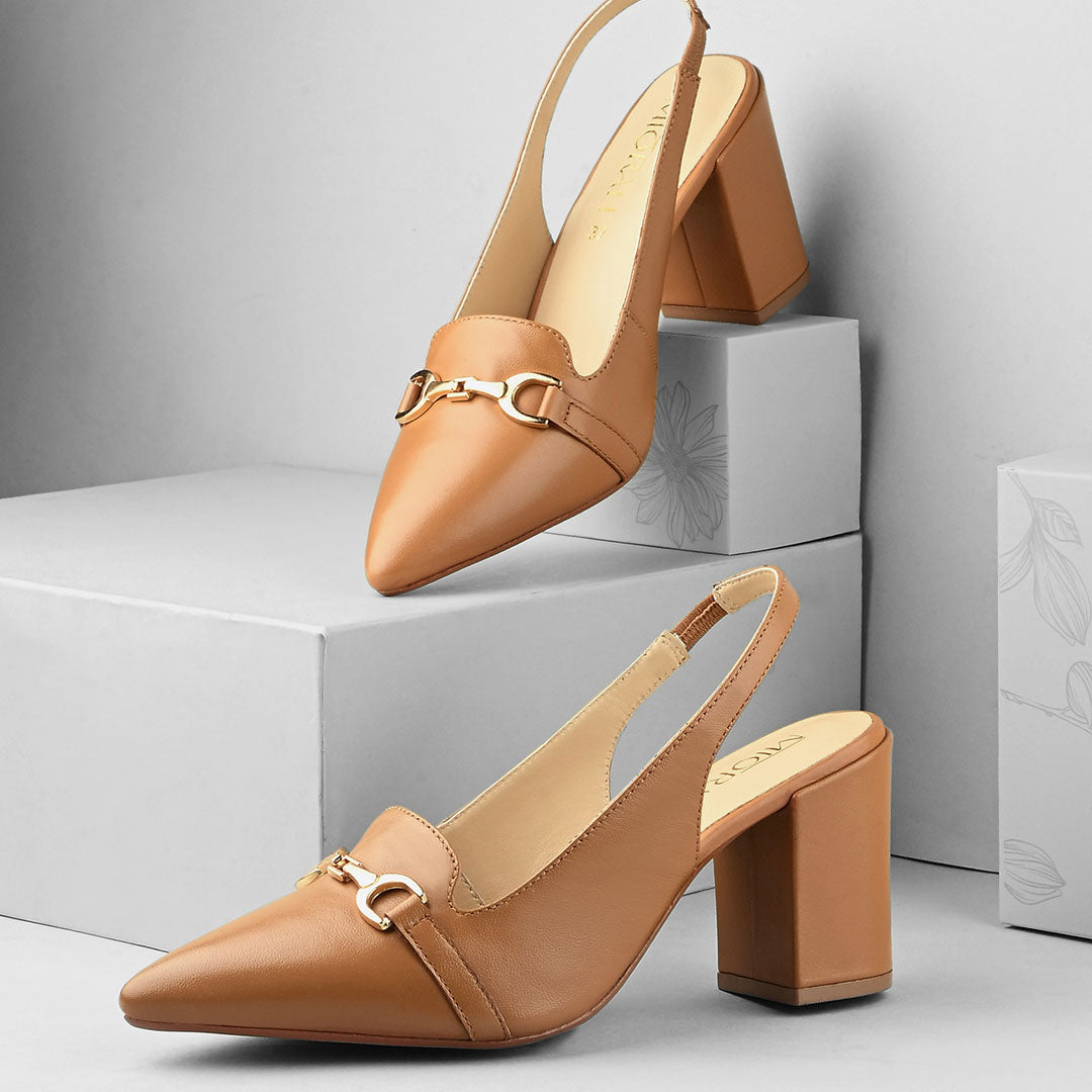Elena Leather Block Heels