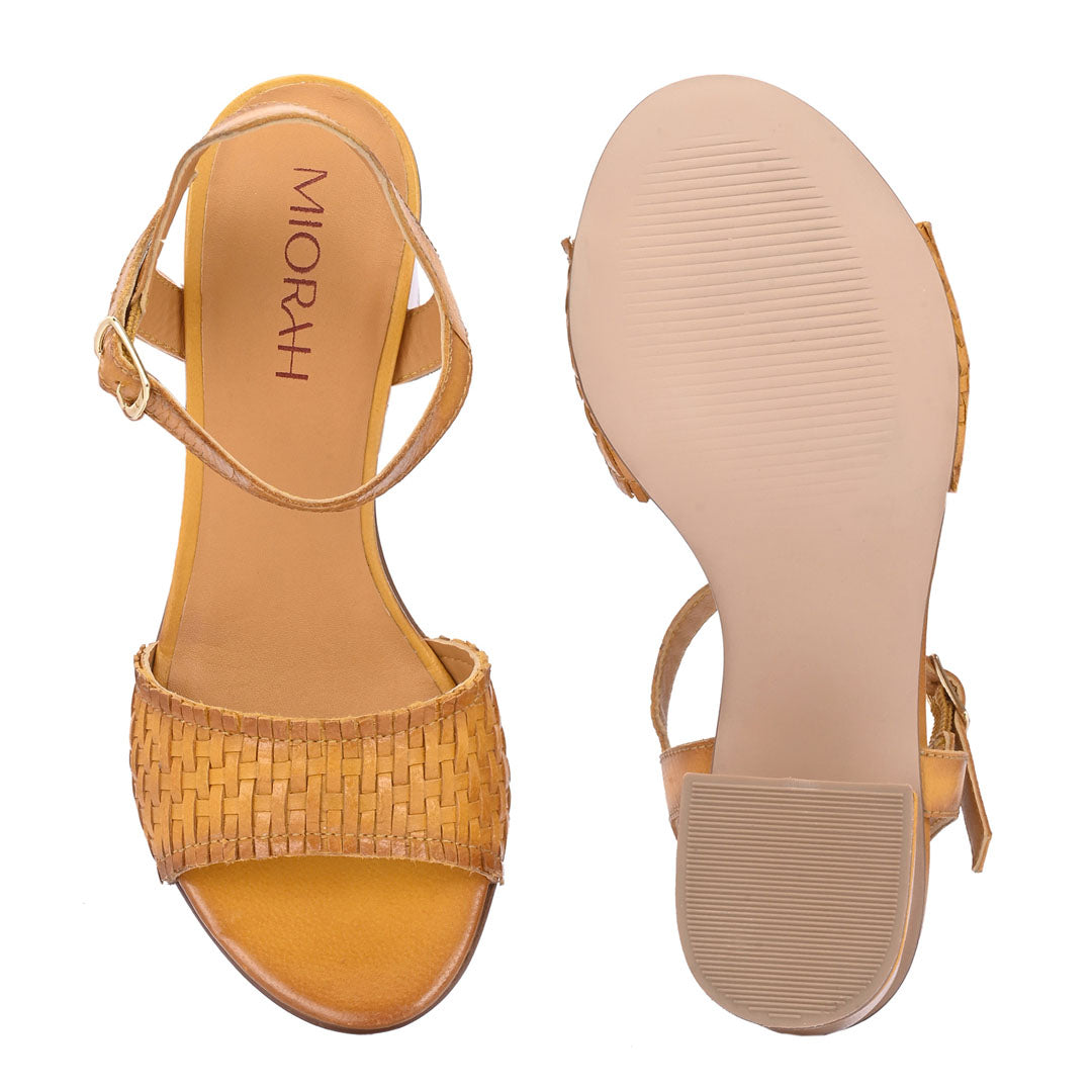 Svelte Tan Hand Woven Leather Heels