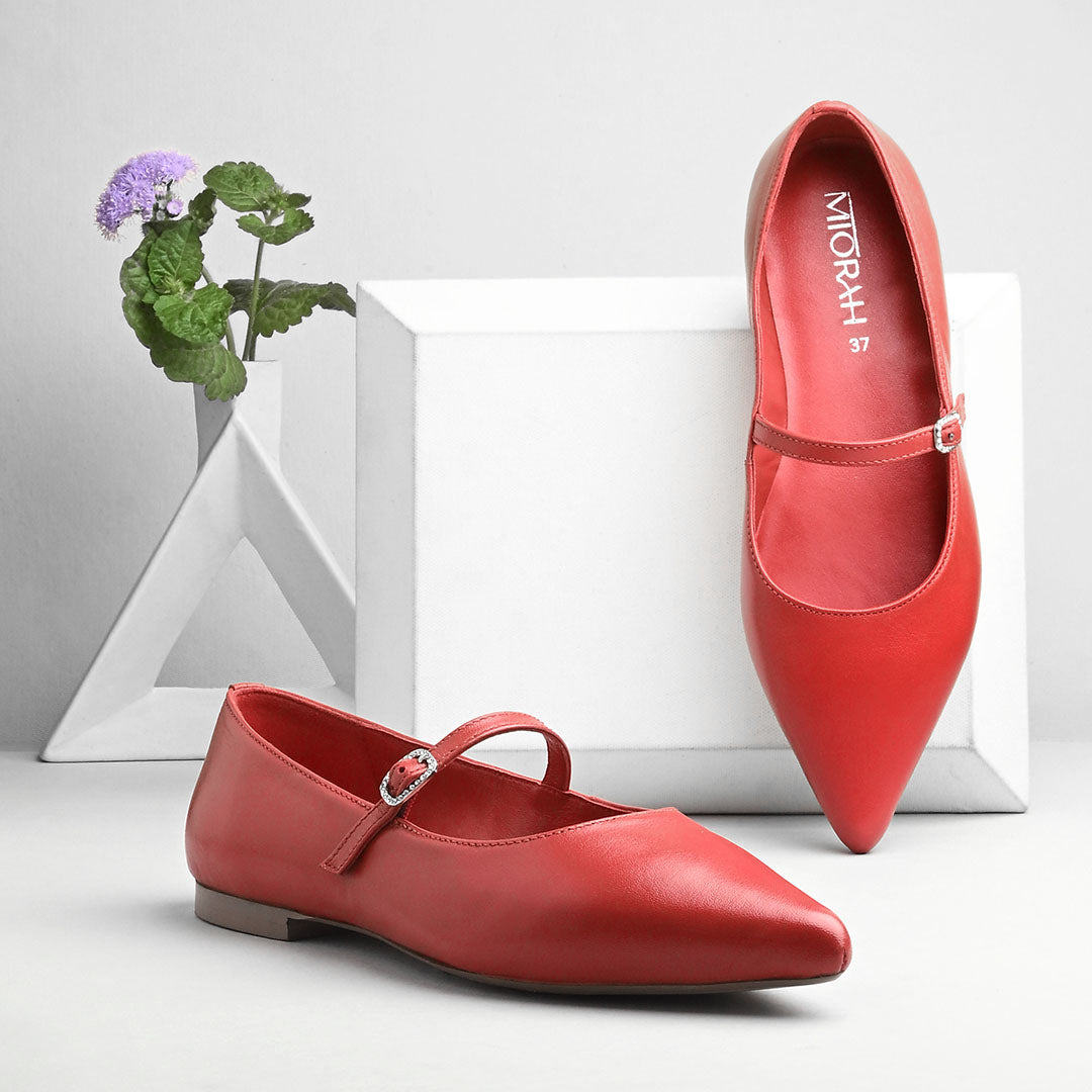 Poppy Leather Pointed Ballerinas