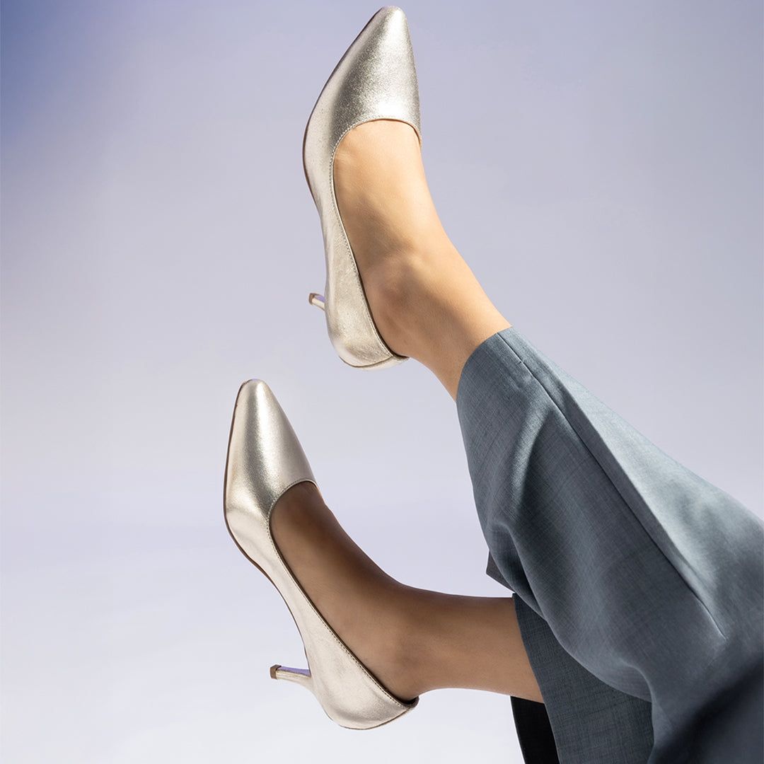 Posh Metllic Leather Pumps