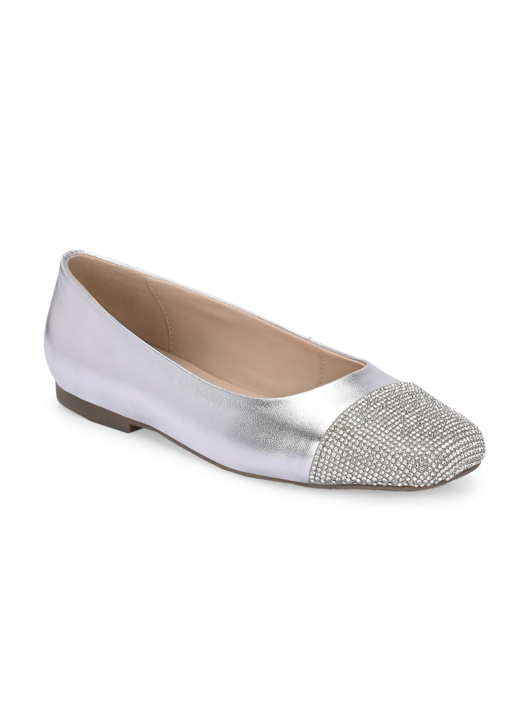 Charm Metallic Leather Stud Ballerines