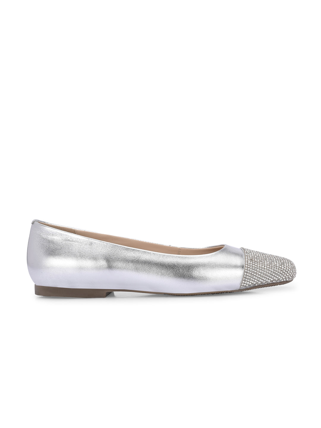 Charm Metallic Leather Stud Ballerines