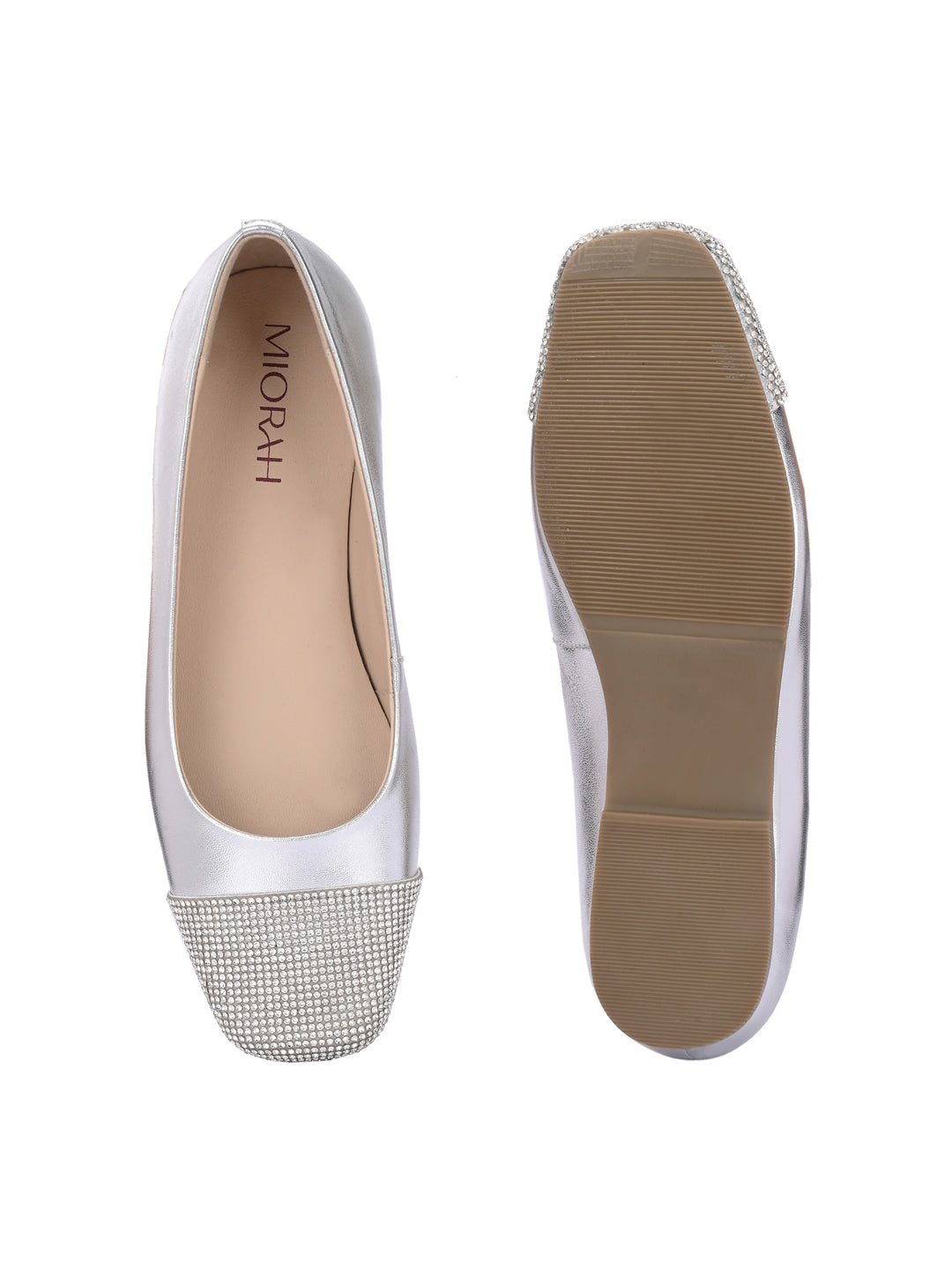 Charm Metallic Leather Stud Ballerines
