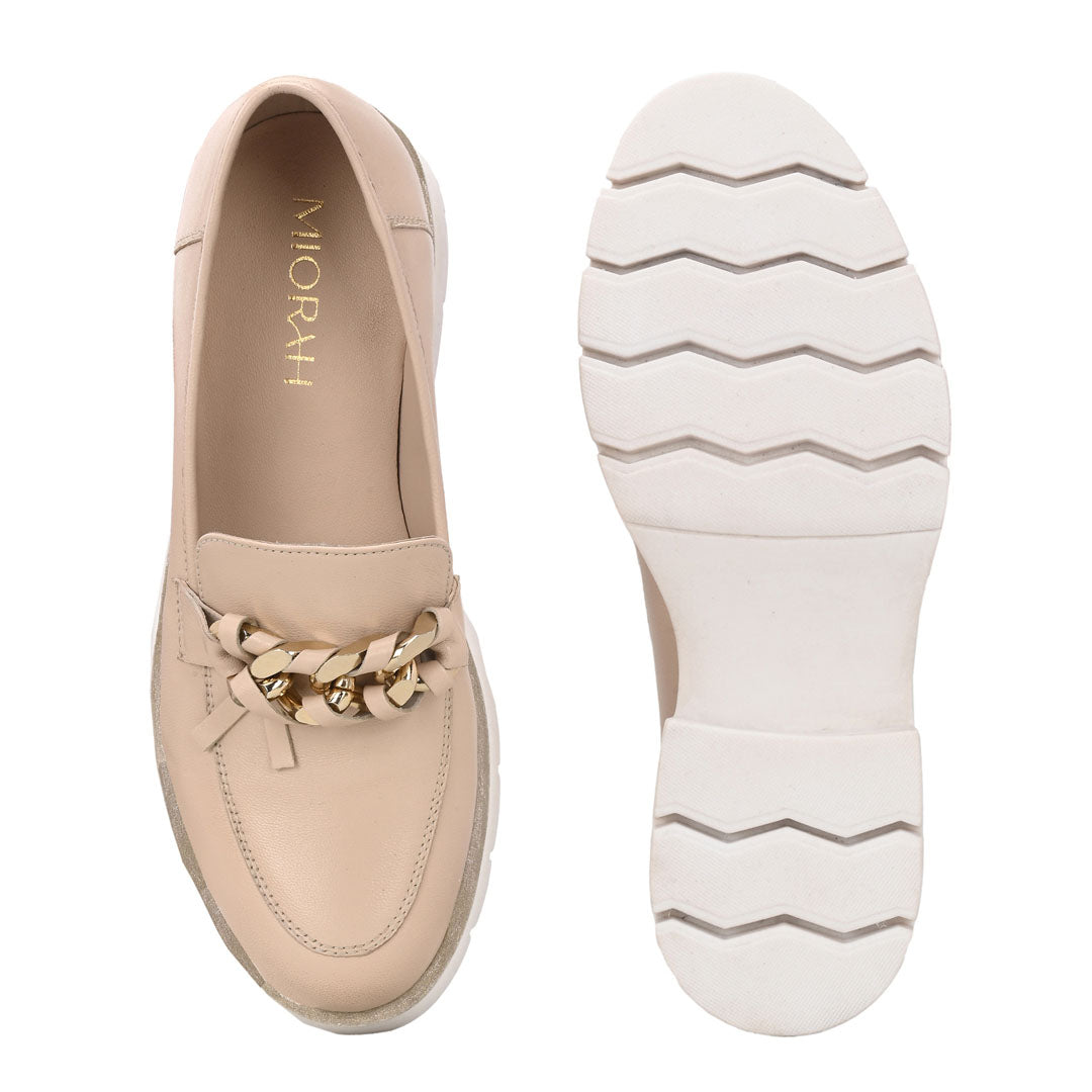 Trend'e White Leather Comfort Loafers