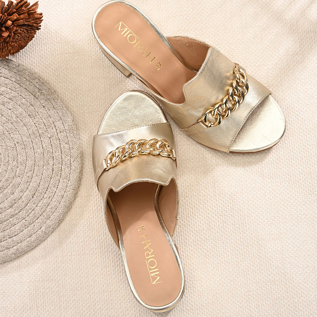 Elevate Metallic Leather Block Heels