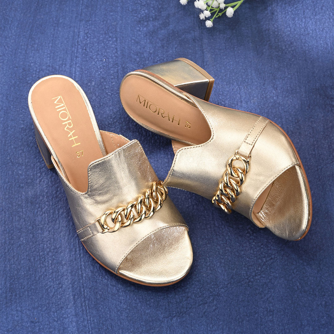 Elevate Metallic Leather Block Heels
