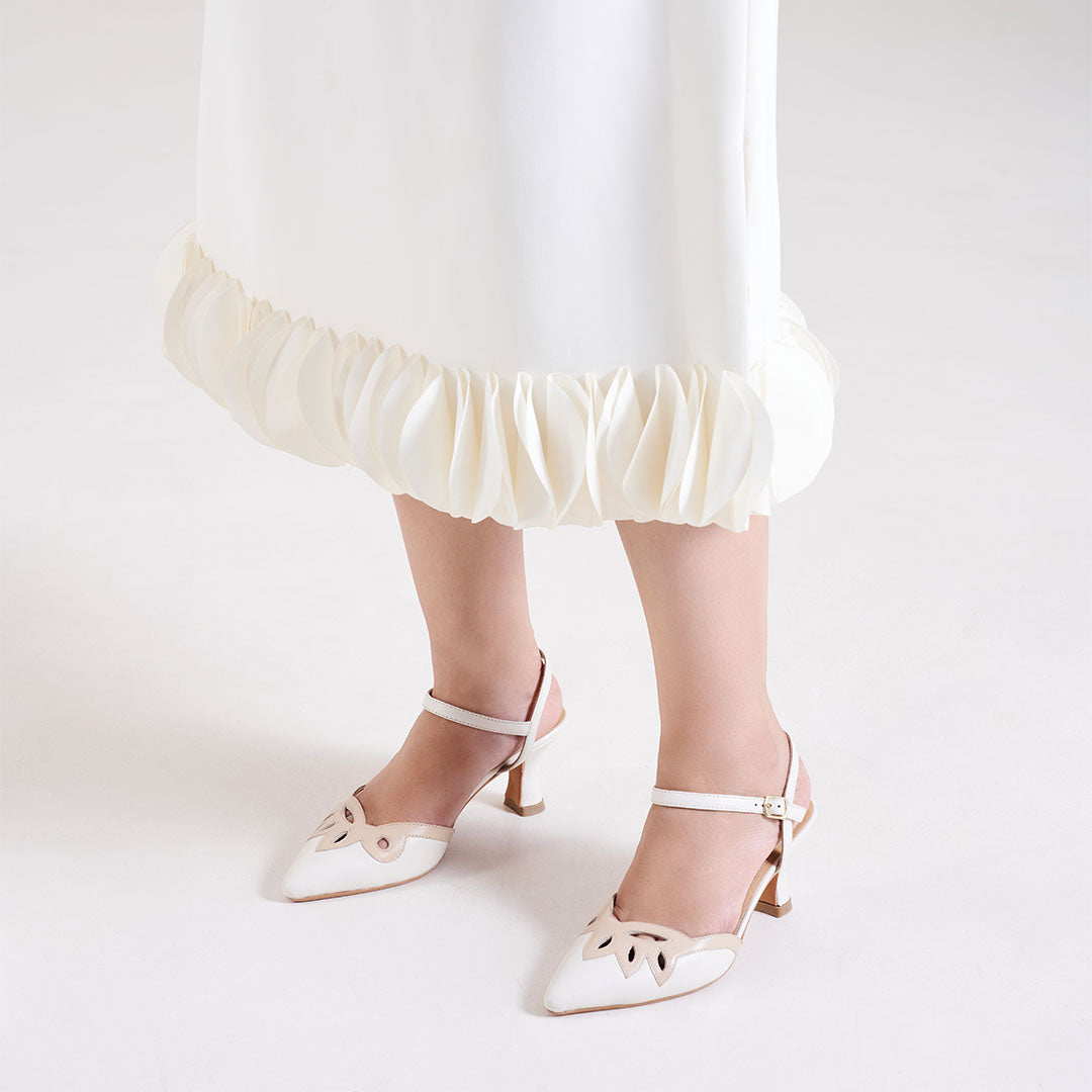 Elysia Snake Print Leather Ankle Strap Heels