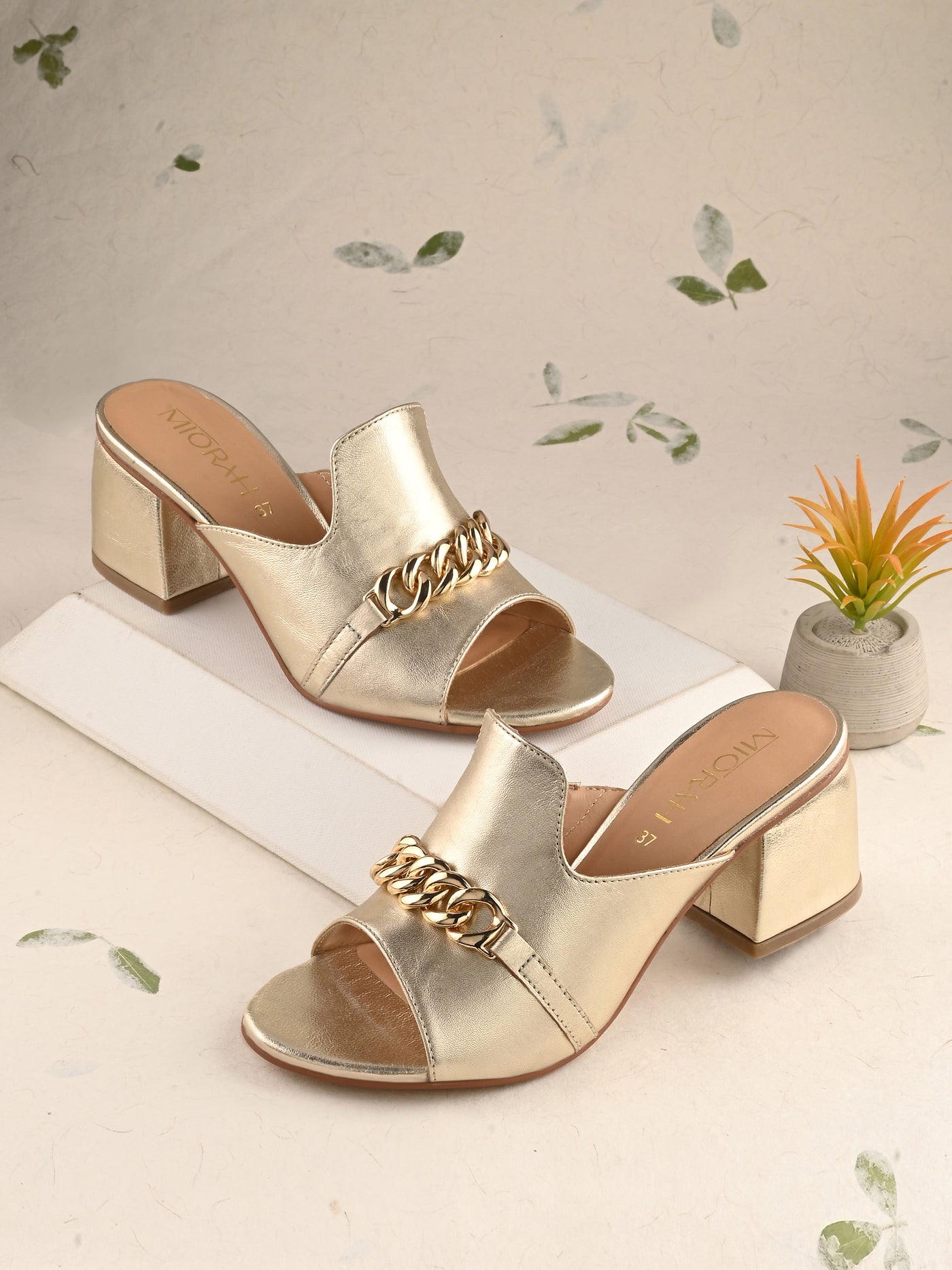 Elevate Metallic Leather Block Heels