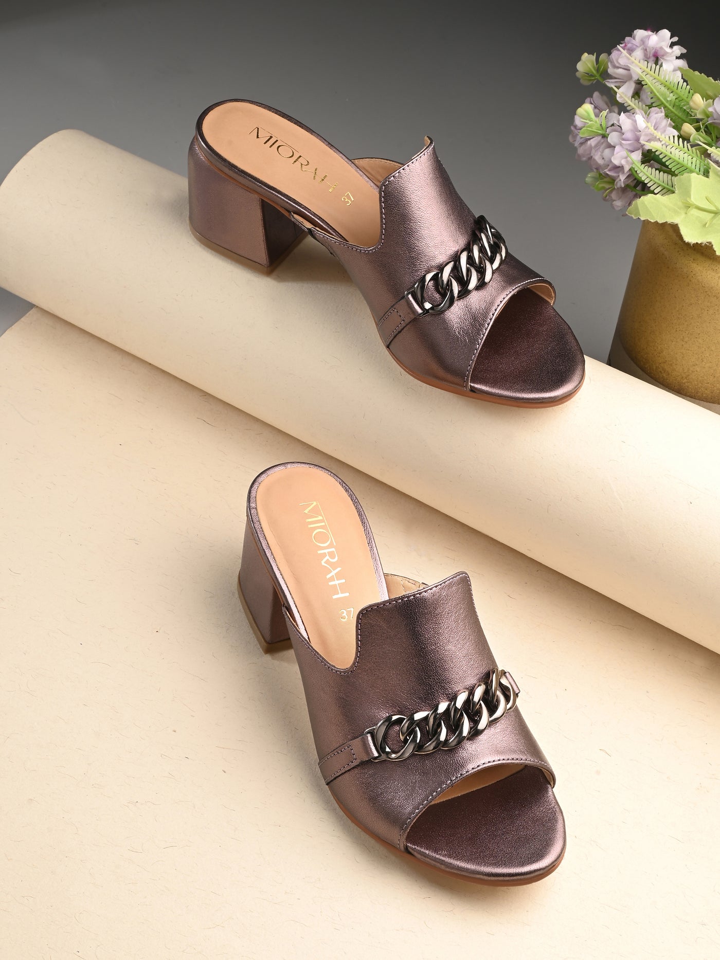 Elevate Metallic Leather Block Heels