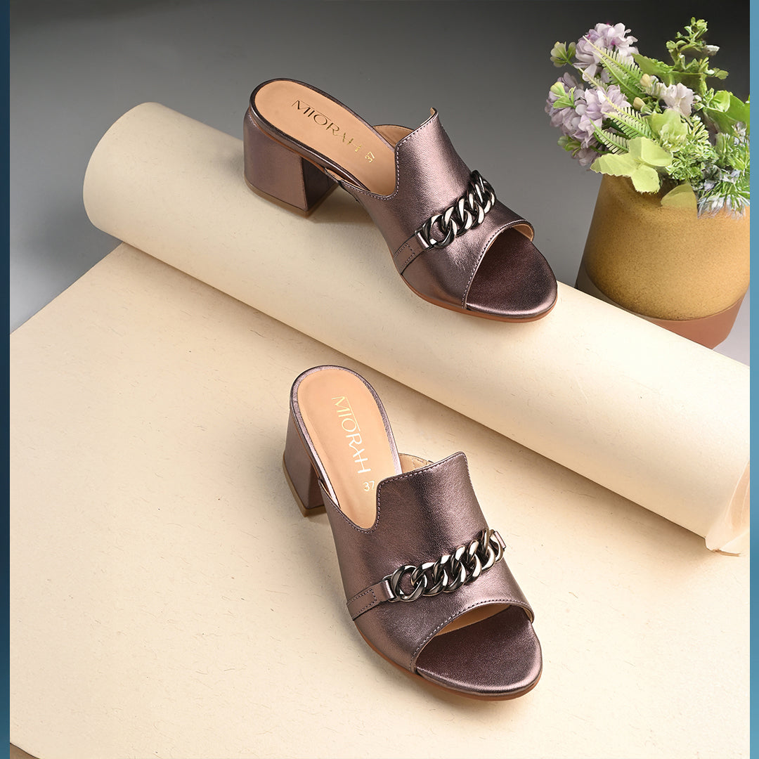 Elevate Metallic Leather Block Heels