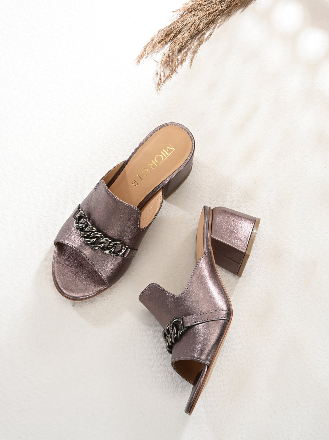 Elevate Metallic Leather Block Heels