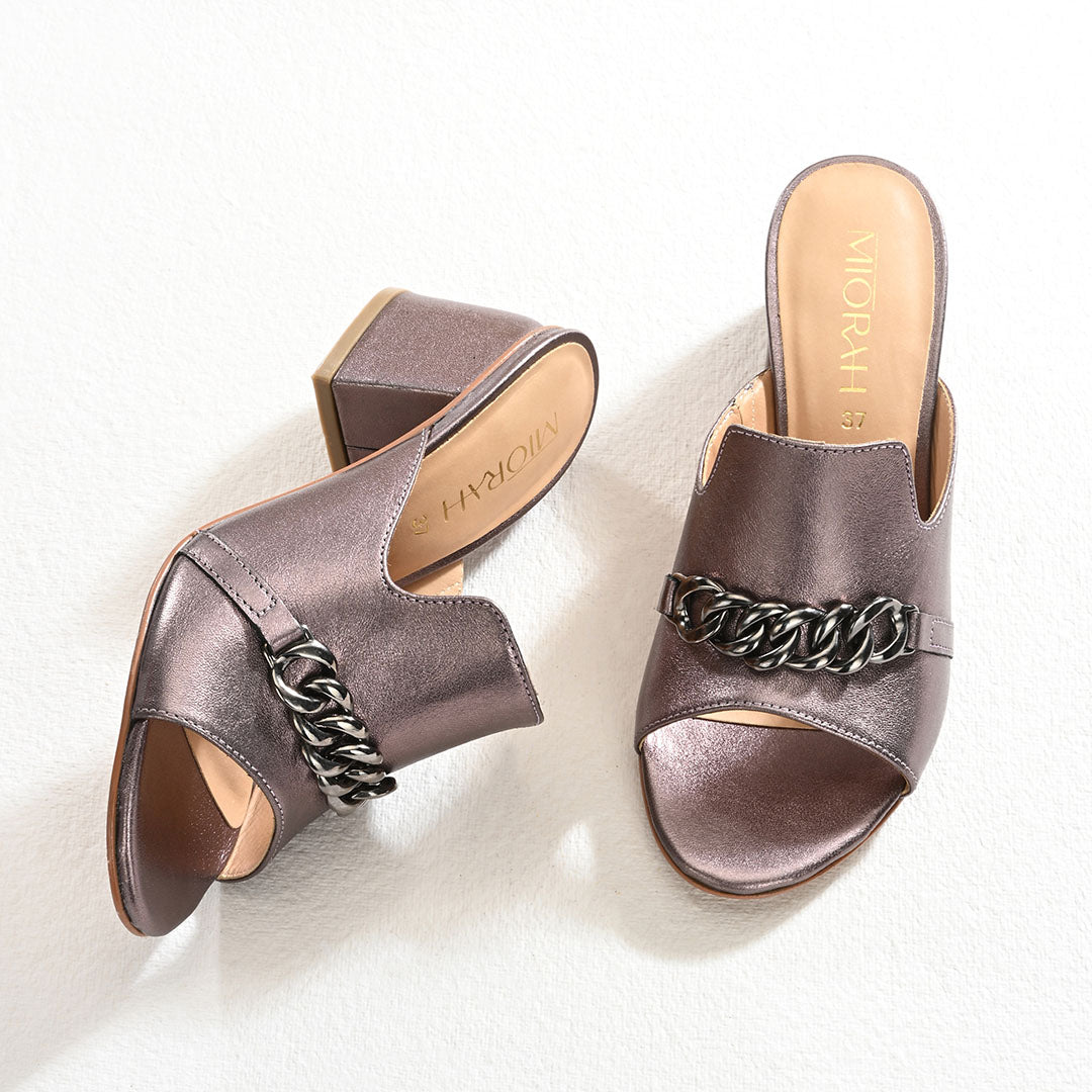 Elevate Metallic Leather Block Heels
