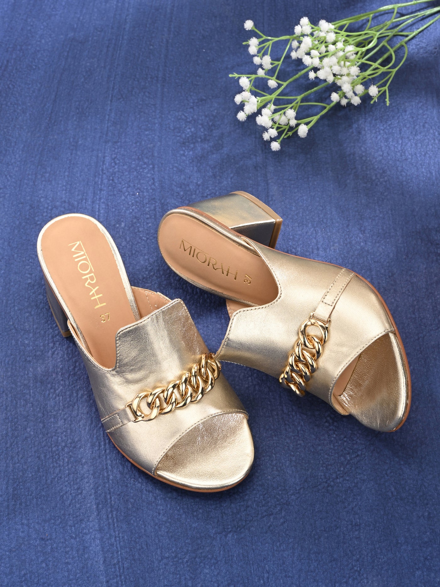 Elevate Metallic Leather Block Heels