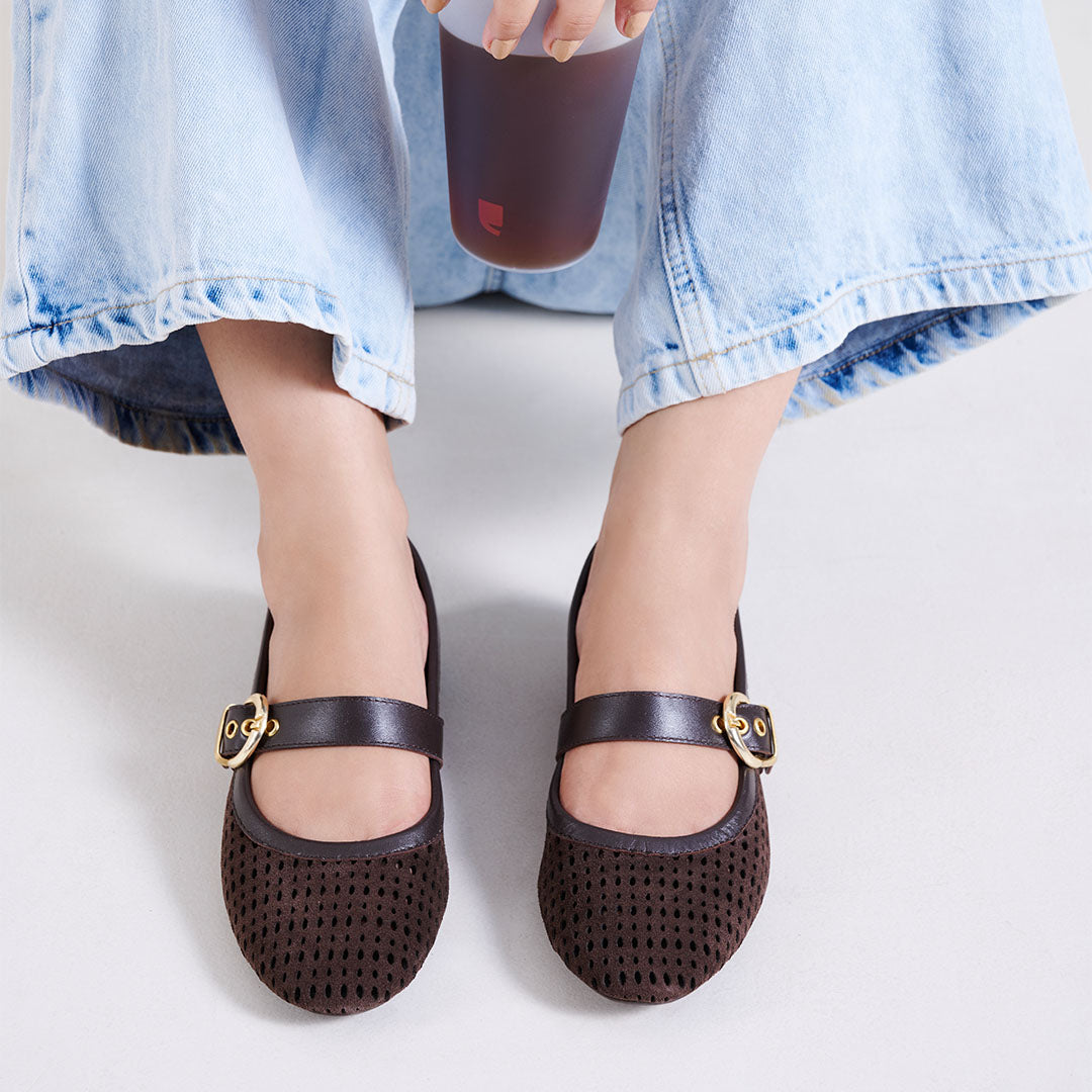 Juno Leather Strapy Ballerina