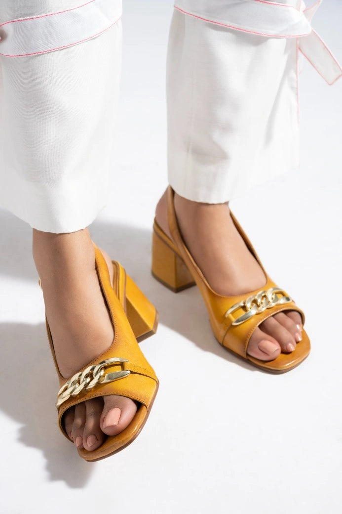 Moonlit Leather Party Block Heels