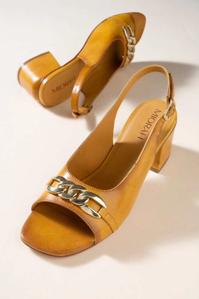 Moonlit Leather Party Block Heels