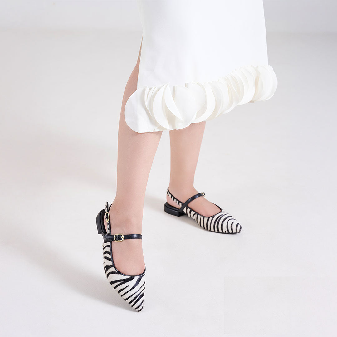 Avira Women Embellished Leather Sling Back Flat heel